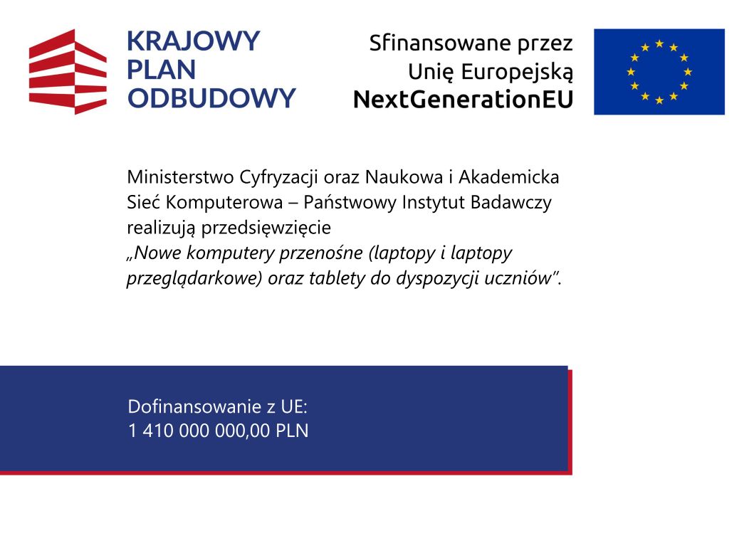 Ministerstwo Cyfryzacji oraz&nbsp;Naukowa i&nbsp;Akademicka Sieć Komputerowa &ndash; Państwowy Instytut Badawczy realizują przedsięwzięcie &bdquo;Zestawy narzędzi IT na&nbsp;potrzeby prowadzenia lekcji zdalnych lub&nbsp;hybrydowych dostarczone szkołom zawodowym i&nbsp;instytucjom kształcenia og&oacute;lnego&rdquo;