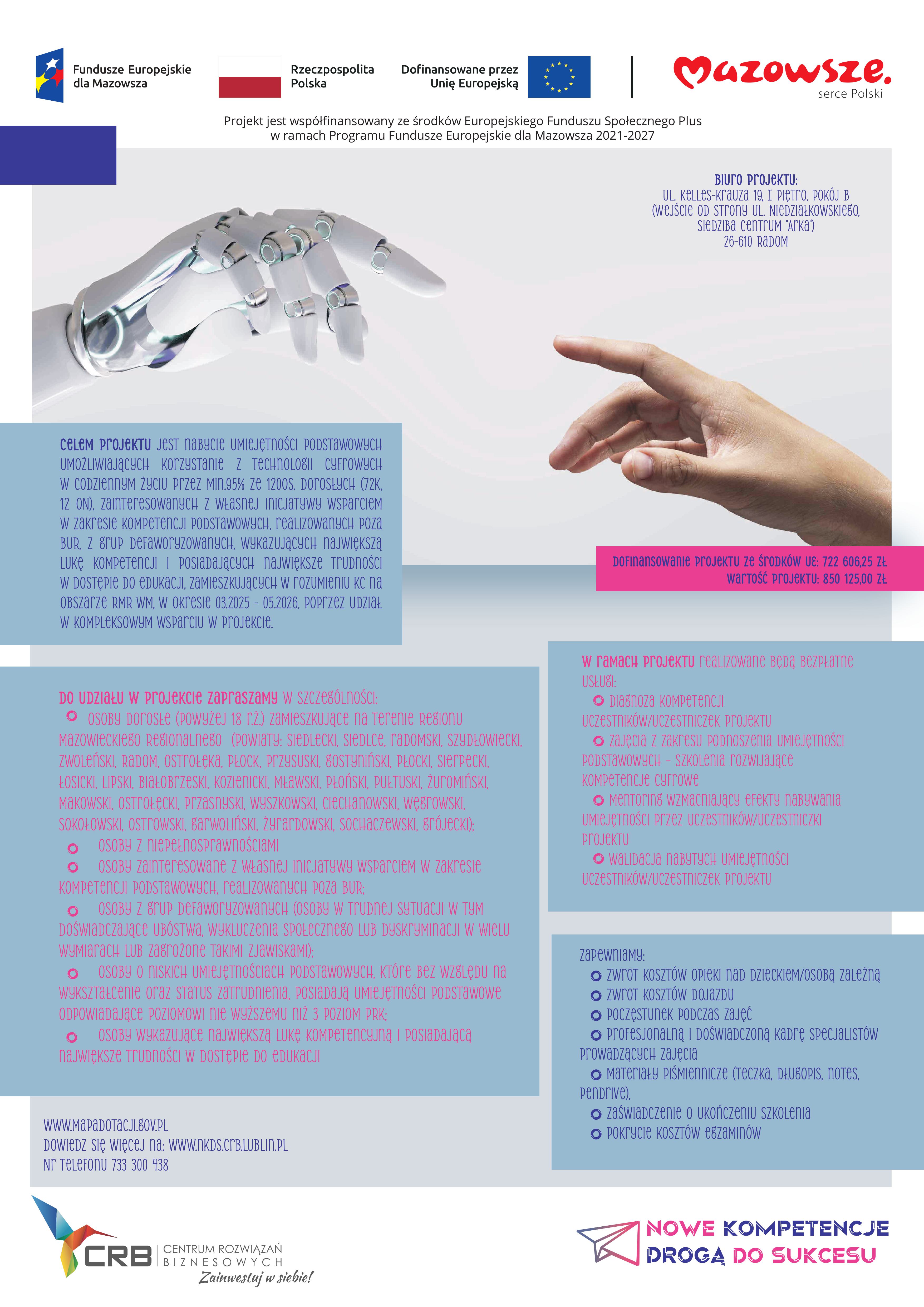 Plakat promocyjny Fundusze Europejskie dla Mazowsza 2021-2027