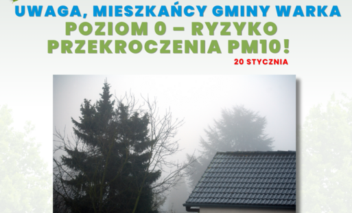 Komunikat Ekodoradcy - ryzyko przekroczenia średniodobowego poziomu informowania dla pyłu zawieszonego PM10 wynoszącego 100 µg/m³